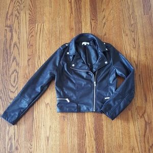 Black Faux Leather Moto Jacket
